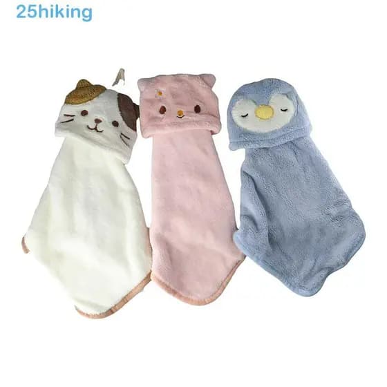 Toalha De Mão Para Caminhada , Ultra-Absorvente , Animal Fofo , Pendurado , Banho Crianças , Veludo Coral , Suprimentos