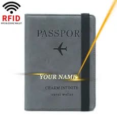 Porta-Passaporte Com Bloqueio De Nome Personalizado RFID Homens Mulheres De Viagem Multi-Função ID Cartão Bancário Carte