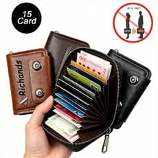 FRID Nome Personalizado Carteira Masculina Com Zíper De Grande Capacidade Estojo Para Vários Cartões Bolsa De Moedas Ade
