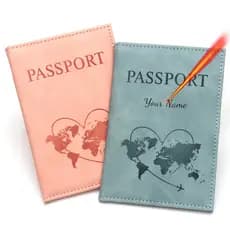 Nome Personalizado Capa De Passaporte Carteira Masculina De Viagem Para Mulheres Mapa Do Mundo Coração Avião Porta-De Co