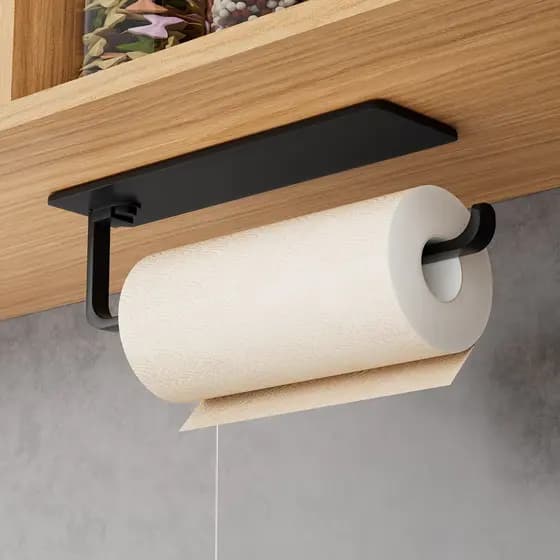 Rolo de cozinha rack de papel geladeira lateral barra de tecido rack de armazenamento fixado na parede gancho de tecido