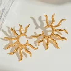 Brincos grandes de girassol em metal para mulheres - joias elegantes para festas e casamentos, acessórios sofisticados