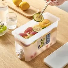 Geladeira multifuncional garrafa de água fria tanque de água com torneira com tampa balde de armazenamento grande capaci