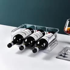 Rack de vinho acrílico para geladeira, empilhável, cerveja, bebidas, rack de armazenamento, luz, luxo, transparente, cri