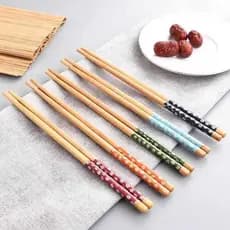 Pauzinhos de madeira de bambu Natural doméstico anti-mofo antiderrapante pequenos pauzinhos florais de bambu restaurante