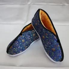 Sapatos longos Shou antigos de pequim, sapatos de algodão com estampa de ouro, sola bordada feminina, roupas de ombro pa