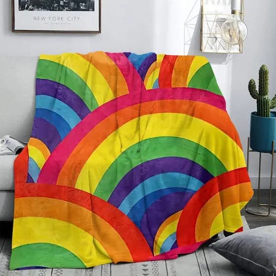 Cobertor de flanela estampado arco-íris adequado para todas as estações, todas as ocasiões, cobertor multiuso para prese