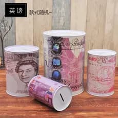 Libra cofrinho folha de flandres cofrinho redondo dólar americano Euro cofrinho só não pode entrar em mudança de armazen