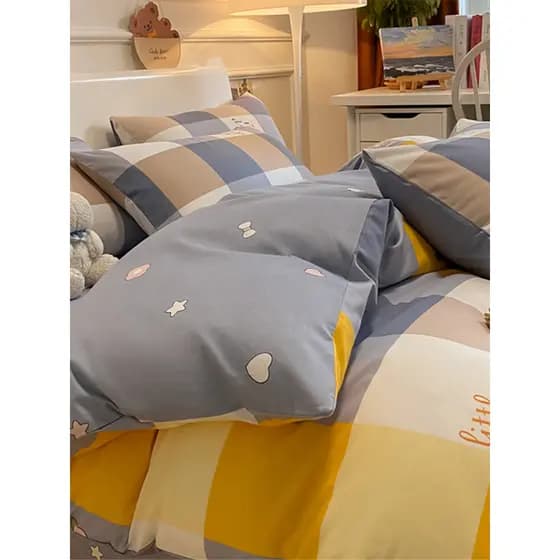 Ins simples puro algodão conjunto de quatro peças 100 algodão estilo nórdico colcha capa único lençol colcha capa de trê