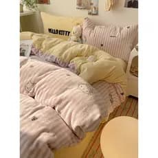Inverno engrossado leite velo cama conjunto de quatro peças outono inverno Coral velo folha colcha capa mais velo dupla