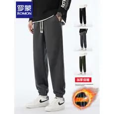 Lomon calças masculinas calças casuais estilo masculino Tie-up velo calças masculinas inverno 2025 novo estilo em linha