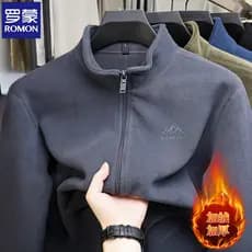 Lomon jaqueta de lã ao ar livre masculina gola alta jaqueta de lã espessada forro outono inverno jaqueta de lã masculina