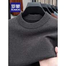Lomon outono novo estilo malhas camisola masculina em torno do pescoço moda Casual High-End cor sólida malhas masculinas