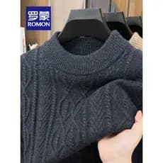 Lomon inverno novo estilo masculino torção em torno do pescoço engrossado camisola de meia-idade pai idoso camisola de m