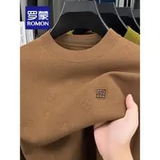 Lomon malhas masculinas primavera outono camisa térmica em torno do pescoço camisola fina masculina de manga comprida ca