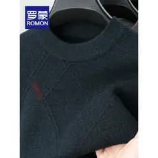 Lomon camisola masculina inverno novo estilo Jacquard Casual quente malhas em torno do pescoço cor sólida pai usar camis