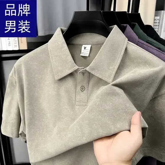 Marca masculina verão novo estilo camisa polo de manga curta Casual solto de manga curta camiseta lapela All-Match assim