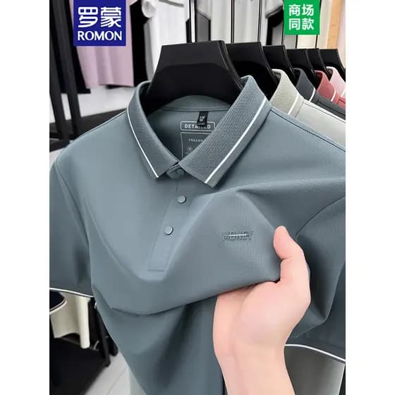 Camisa POLO masculina de lapela de manga curta Lomon verão estilo fino legal seda gelo respirável negócios Casual meia m