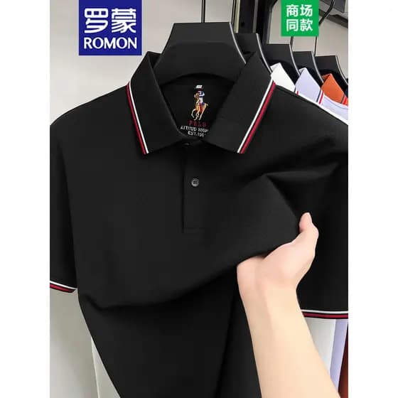 Camisa Polo masculina de manga curta Lomon 2026 verão novo estilo negócios Casual lapela meia manga camiseta de seda amo