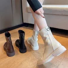 Botas finas femininas 2025 primavera outono novo estilo moda estilo fino botas únicas Martin botas de sola grossa All-Ma