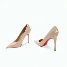 Nude salto alto feminino 2026 verão novo estilo bonito apontou salto Stiletto fundo vermelho couro patente elegante cele