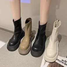 Botas curtas femininas 2025 primavera outono novo estilo influenciador All-Match Martin botas de sola grossa botas curta