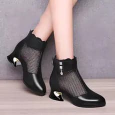 Malha Martin botas verão fino sapatos femininos 2026 verão novo estilo malha oco sandálias botas de salto grosso botas d