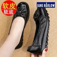 Primavera outono novo estilo de meia-idade idosos mãe sapatos couro genuíno couro macio sola macia sapatos planos confor