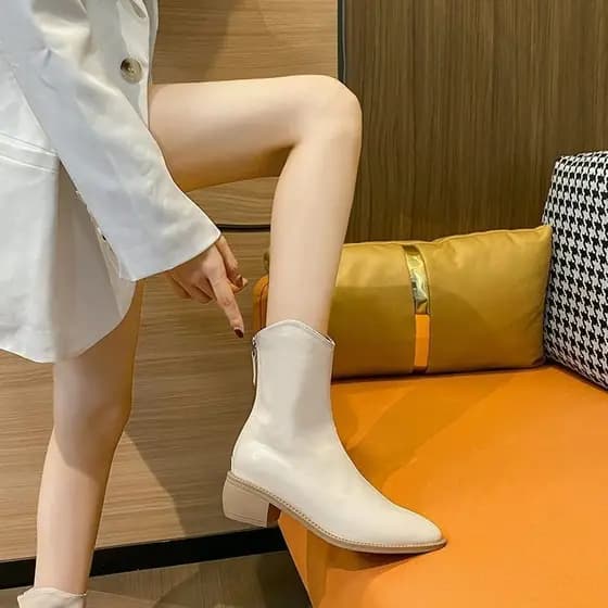 Botas curtas de bico fino femininas botas de tornozelo de salto alto 2026 outono novo estilo botas femininas de salto gr