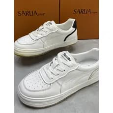 Sapatos planos femininos 2024 primavera cor sólida couro genuíno sapatos brancos estudante rendas All-Match Casual sapat