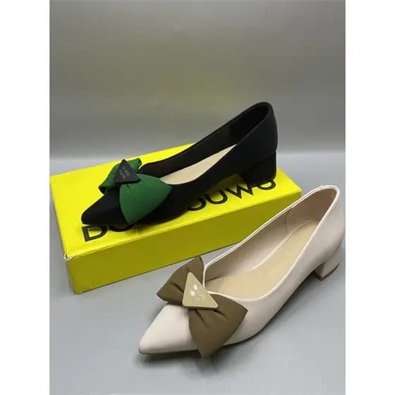 Tratamento de liberação de gabinete Bowknot sapatos femininos 2025 primavera verão All-Match boca rasa elegante estilo f
