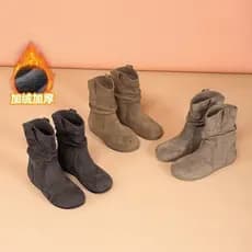 2026 botas de Cowboy ocidentais de camurça fosca femininas estilo retrô botas de cano médio manga plana botas de pilha p