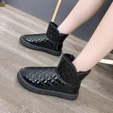 W inverno novo estilo botas de neve femininas All-Match botas curtas planas botas curtas engrossadas velo quente botas d