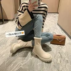Pequeno forro de lã de sola grossa Martin botas femininas 2026 outono inverno moda moda branca botas curtas estilo britâ