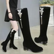 2025 outono inverno novo estilo grande tamanho pequeno 32-53 vermelho salto grosso botas altas botas femininas botas de