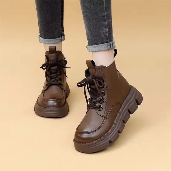 Forro de lã de sola grossa outono inverno Martin botas femininas 2026 primavera outono inverno novo estilo estilo britân