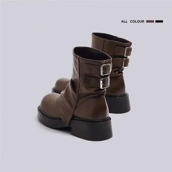 Marrom de sola grossa Martin botas femininas 2026 novo estilo primavera outono construção botas únicas estilo britânico