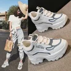Aumento interno papai sapatos femininos primavera verão venda quente Casual All-match malha respirável aumentando esport
