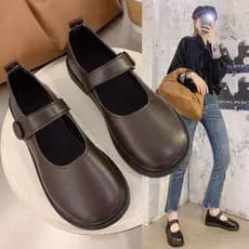 Mary Jane moda jk pequenos sapatos de couro feminino estudante vôo All-Match Retro estilo britânico 2025 novo estilo pri