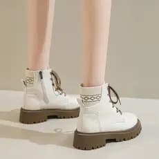 Martin botas femininas estilo britânico outono inverno sola grossa de salto grosso rendas tubo curto na moda legal motoc