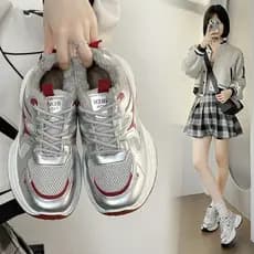 Baixo-topo de sola grossa exterior Wear 2026 novo estilo sapatos esportivos feminino all-match Casual forro de lã papai