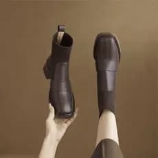 Botas curtas de malha estilo britânico outono inverno All-Match 2026 novo estilo feminino botas finas de salto alto Mart