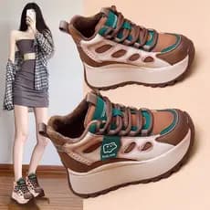 Novo estilo feminino de cano alto outono inverno sola grossa mais veludo produtos europeus 2026 Forrest Gump Retro sapat