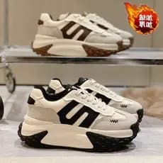 Papai sapatos femininos na moda 2026 outono inverno novo estilo All-Match plataforma de veludo de sola grossa esportes F