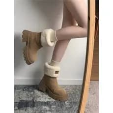 Retro aumentando mais magro olhar mais veludo de sola grossa Martin botas femininas 2026 novo estilo inverno quente bota