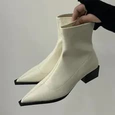 Botas finas com Design de nicho francês, botas curtas europeias americanas de bico fino, novo estilo, primavera, outono,
