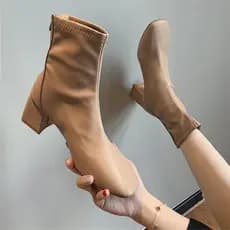 Estilo britânico Martin botas femininas 2026 novo estilo primavera outono botas únicas dedo do pé quadrado salto grosso