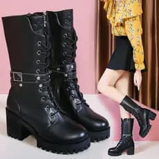 Estilo britânico de salto grosso de sola grossa Martin botas femininas outono inverno novo estilo versão coreana moda ve