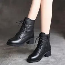 Outono inverno novo estilo elegante na moda legal salto grosso salto médio botas Martin de tubo curto temperamento femin