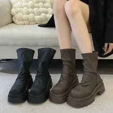 Pequena sola grossa mais magro olhar Martin botas sapatos femininos novo estilo primavera outono moda francesa All-Match